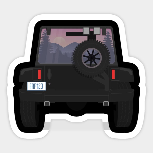 An Amazing View Of Backside Of An Offroad Car For Traveling Sticker by mangobanana